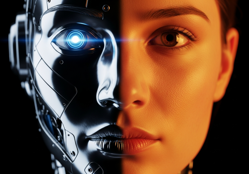 A first-person view of an AI agent playing a video game, with a holographic interface showing its strategic decision-making process overlaid on the fantasy world.